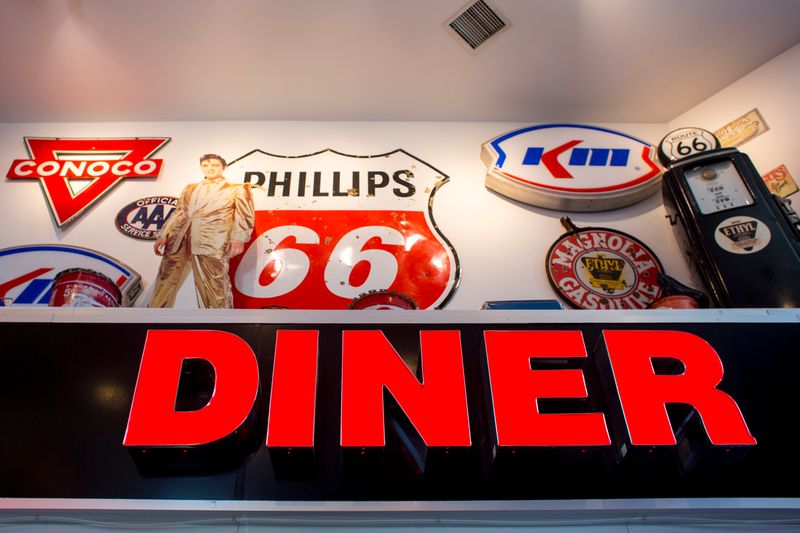 You'll find quirky Route 66 decor and delicious burgers at Lucille's Roadhouse in Weatherford.