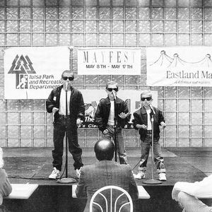 Hanson performing at Eastland Mall as part of Tulsa's International Mayfest in 1992.