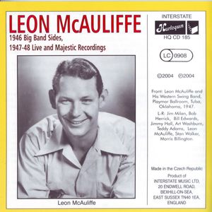 Album cover for the 2004 Harlequin CD of Leon McAuliffe 1946 Big Band Sides and 1947-48 Live and Majestic Recordings
