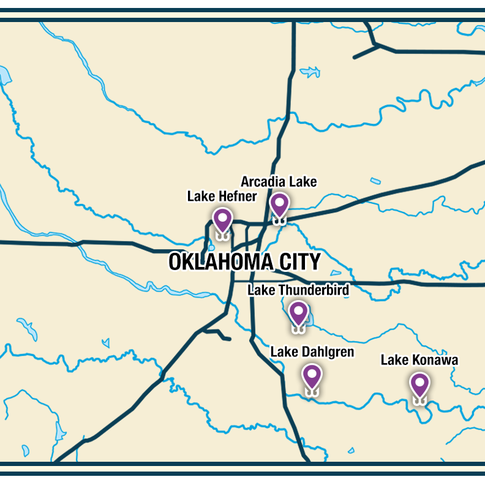 Discover excellent fishing opportunities in central Oklahoma.