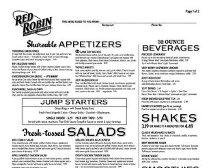 View Red Robin Menu