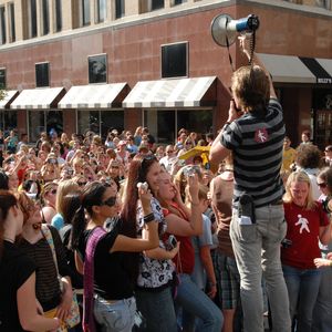 The three Tulsa brothers who make up the band Hanson return to their hometown often. Here they lead a walk for charity in 2007.