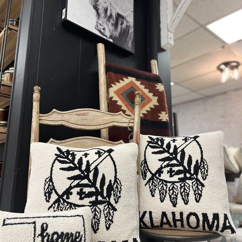 Commemorate your trip to southeastern Oklahoma with an Oklahoma pillow from Revamp Ranch in Poteau.