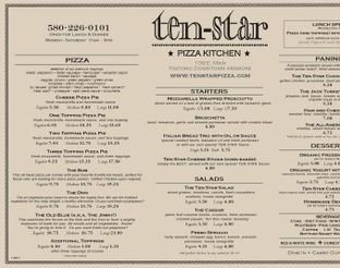 View Ten Star Pizza Menu