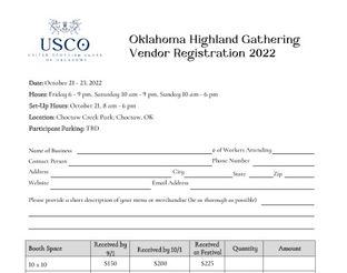 View Oklahoma Highland Gathering Vendor Registration
