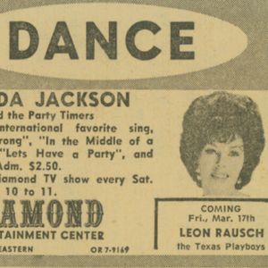 A poster advertises Wanda Jackson in concert at the Diamond Entertainment Center.