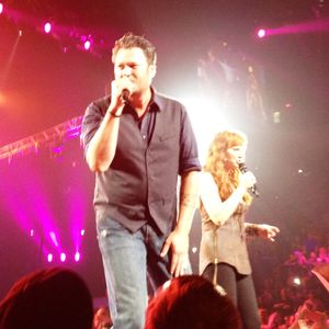 Blake Shelton and Reba McEntire perform at the Healing in the Heartland concert on May 29, 2013 in Oklahoma City.