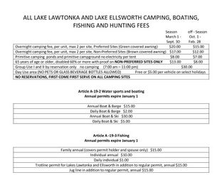View Lake Lawtonka Fee Sheet