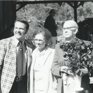 Albert Brumley (right) and his wife Goldie with Jerry Goff at Hill & Hollow
