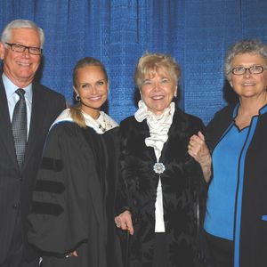 Kristin Chenoweth with her parents, Jerry and Junie Chenoweth, and her mentor, Oklahoma City University professor Florence Birdwell, in 2013 as she accepted her honorary doctorate degree.
