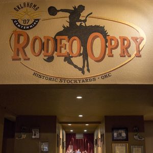 The Oklahoma Opry stage as seen from the entrance.