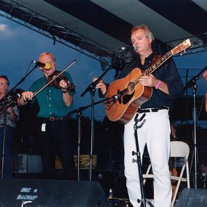 (Left to Right) John Hickman, Byron Berline and Mason Williams performing at the Oklahoma International Bluegrass Festival in 1999