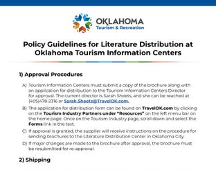 Oklahoma Tourism Information Centers - Guidelines & Materials for Literature Distribution