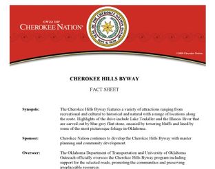 View Cherokee Hills Byway Fact Sheet
