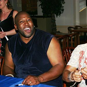 Wayman Tisdale & Jonathan Butler at a CD release party at the AllStar Rendezvous Concert in 2006