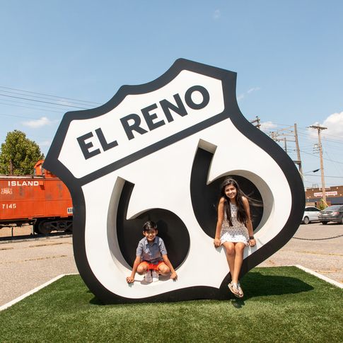 The El Reno Mother Road Monument is a perfect place for family photo ops.