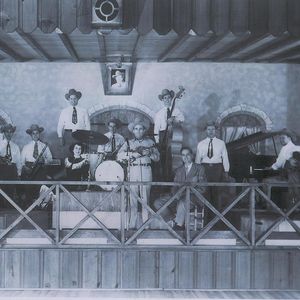 Bob Wills and the Texas Playboys on stage. 