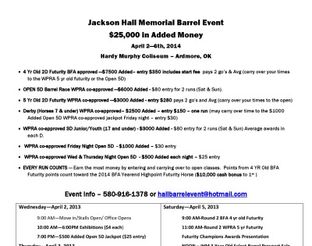 View Jackson Hall Memorial Barrel Event Schedule