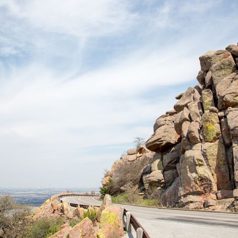 Make the steep climb up Mt. Scott Service Road and enjoy fantastic views of the Wichita Mountain Wildlife Refuge at the top.