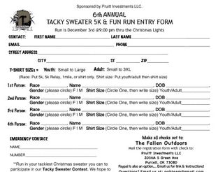 6th Annual Tacky 5K Registration Form
