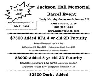 View Jackson Hall Memorial Barrel Event Futurity Flyer