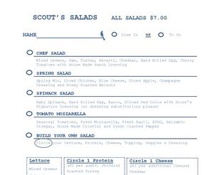 Scout Salad Menu