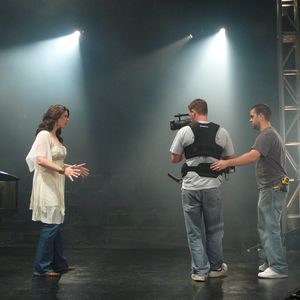 Kellie Coffey pictured filming the music video for "Walk On"