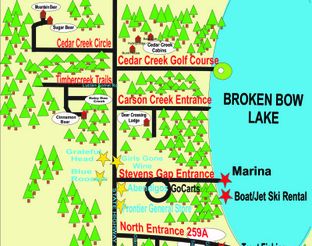 View Cabin Map of Beavers Bend Luxury Cabin Rentals
