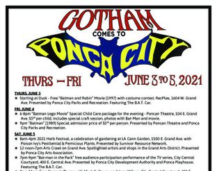 2021 Gotham Comes to Ponca City Event Schedule