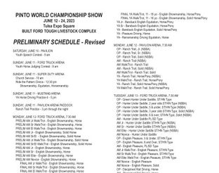 View 2023 Pinto World Championship Show Schedule.