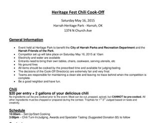 View Harrah Heritage Fest Chili Cook-Off Sign Up Form