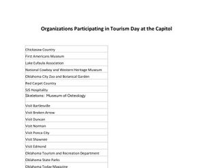 Participating Organizations - Tourism Day at the Capitol