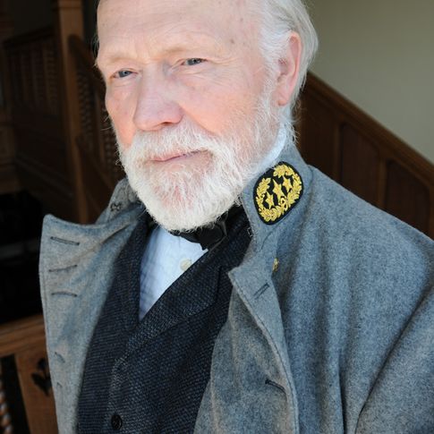 Ted Kachel as Robert E. Lee for the 2010 Oklahoma Chautauqua. As an historical interpreter, Kachel utilizes the skills he developed over 40 years of teaching humanities and theater at colleges across the midwest.