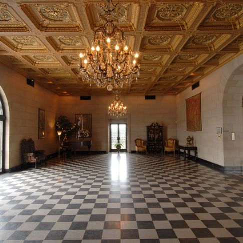 The Marland Mansion's ornate ceiling in the grand ballroom would require more than $2 million in order to be recreated today. The Marland Estates are located in Ponca City.