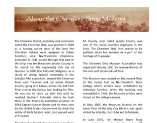 View Cherokee Strip Museum Association Info & Museum Floor Plan