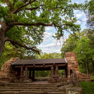 The historic shelter provides a beautiful backdrop at Osage Hills State Park. Photo by Lori Duckworth/Oklahoma Tourism.