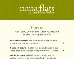 Napa Flats Dessert Menu