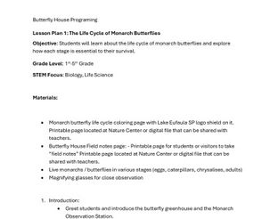 View Butterfly House Lesson Plan for Teachers