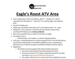 View Eagle's Roost ATV Area Rules & Map