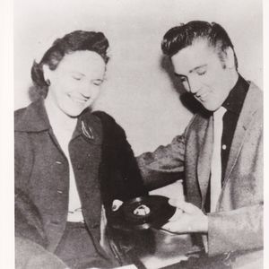 Mae Boren Axton with Elvis Presley when their hit "Heartbreak Hotel" went gold.