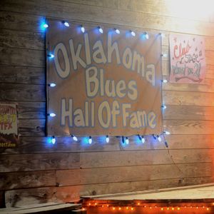 The Oklahoma Blues Hall of Fame is adjacent to D.C. Minner's home in Rentiesville and contains photos of those selected to be a part of the group.