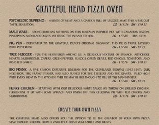 View Grateful Head Pizza Oven & Tap Room Menu