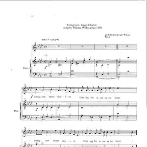 Arrangement of "Sweet Low, Sweet Chariot," written by Wallace Willis, page one.