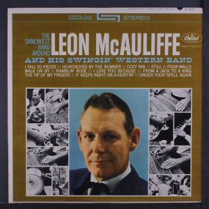 Album cover for the 1963 Capitol Records release of The Dancin'est Band Around, Leon McAuliffe and his Swingin' Western Band