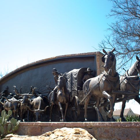 "On the Chisholm Trail" is a a life-size tribute to the American cowboy and cattle drive at the Chisholm Trail Heritage Center in Duncan.