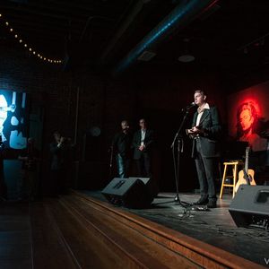 John Fullbright accepts the "Rising Star" award at the Oklahoma Music Hall of Fame in Muskogee, Oklahoma in 2014