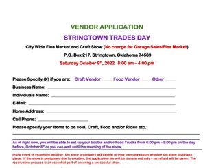 Trades Day Crafter/Vendor Form