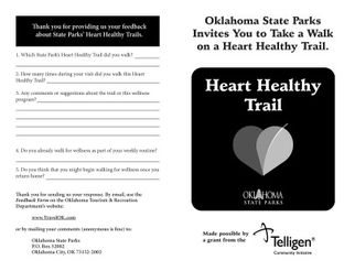 Roman Nose State Park - Heart Healthy Trail Booklet