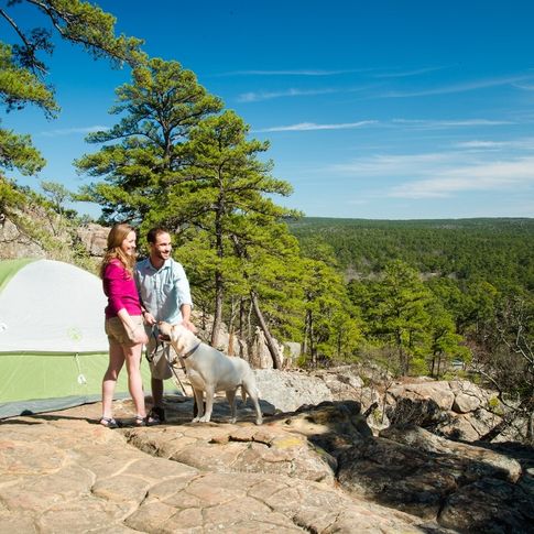 Robbers Cave State Park near Wilburton offers scenic campgrounds and family friendly outdoor activities.