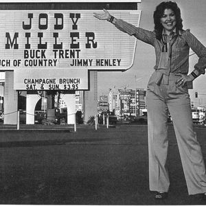Jody stands in front of her name on the sign at the Frontier in Las Vegas 